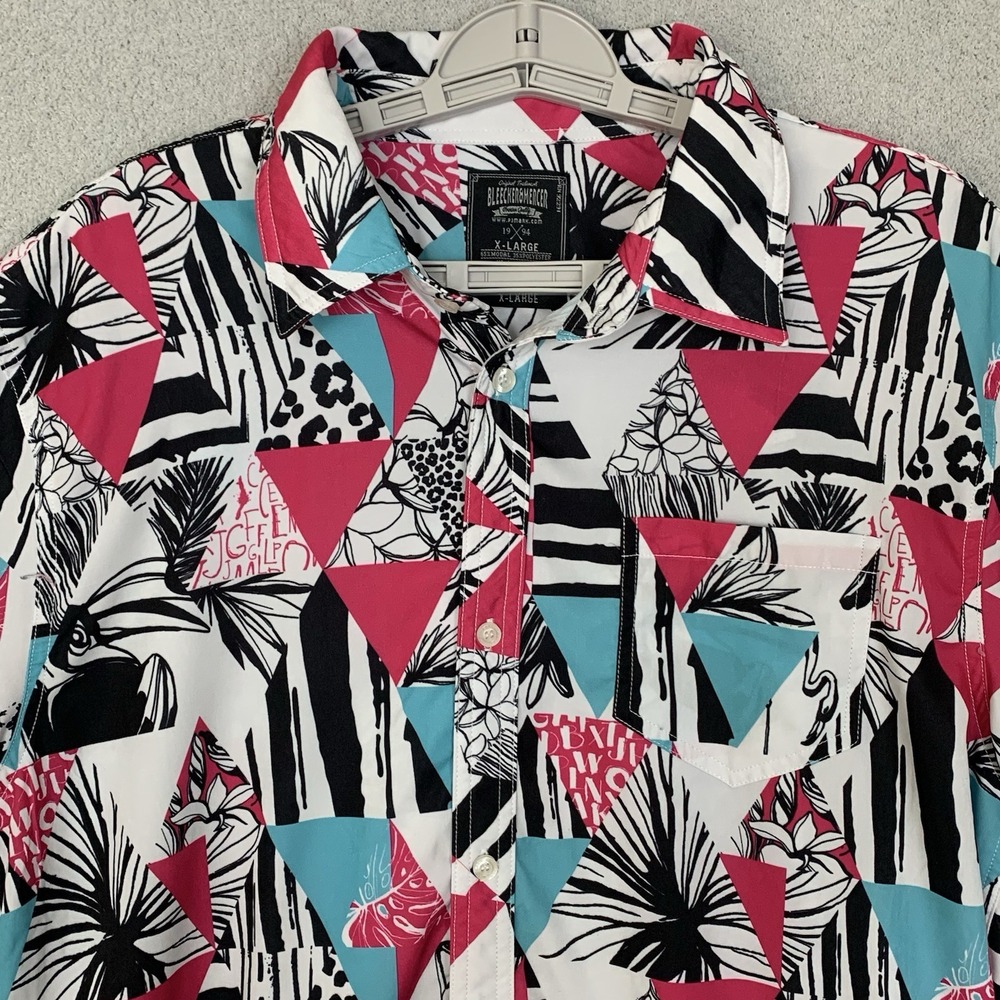 Bleeker & Mercer Shirt Men's XL Short Sleeve Multicolor Abstract Geometric Artsy - Picture 2 of 7
